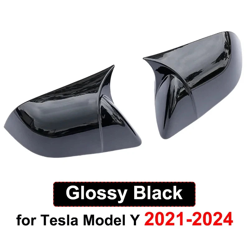 Tesla Model 3 Highland Y Mirror Covers - Carbon Fiber Caps MY Glossy Black