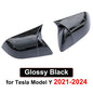 Tesla Model 3 Highland Y Mirror Covers - Carbon Fiber Caps MY Glossy Black