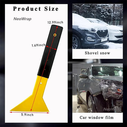 Car Windshield Ice Scraper - Triangle Snow Removal Tool with Long Handle