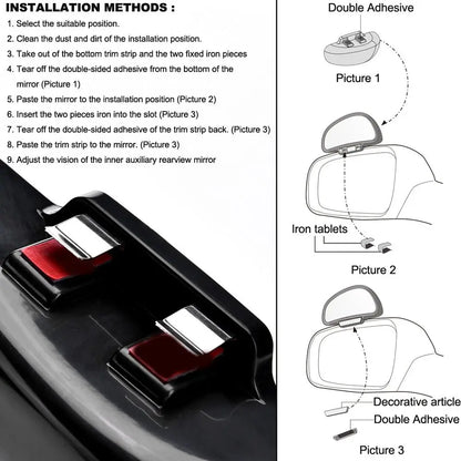 Car Blind Spot Mirror - 360° Adjustable Wide Angle