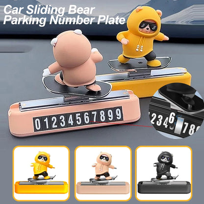 Car Dashboard Decoration - Skateboard Bear Magnetic Parking Plate