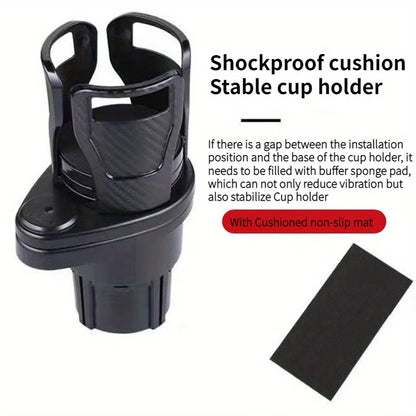 Car Cup Holder Expander - Adjustable Dual Cup Holder with Phone Mount