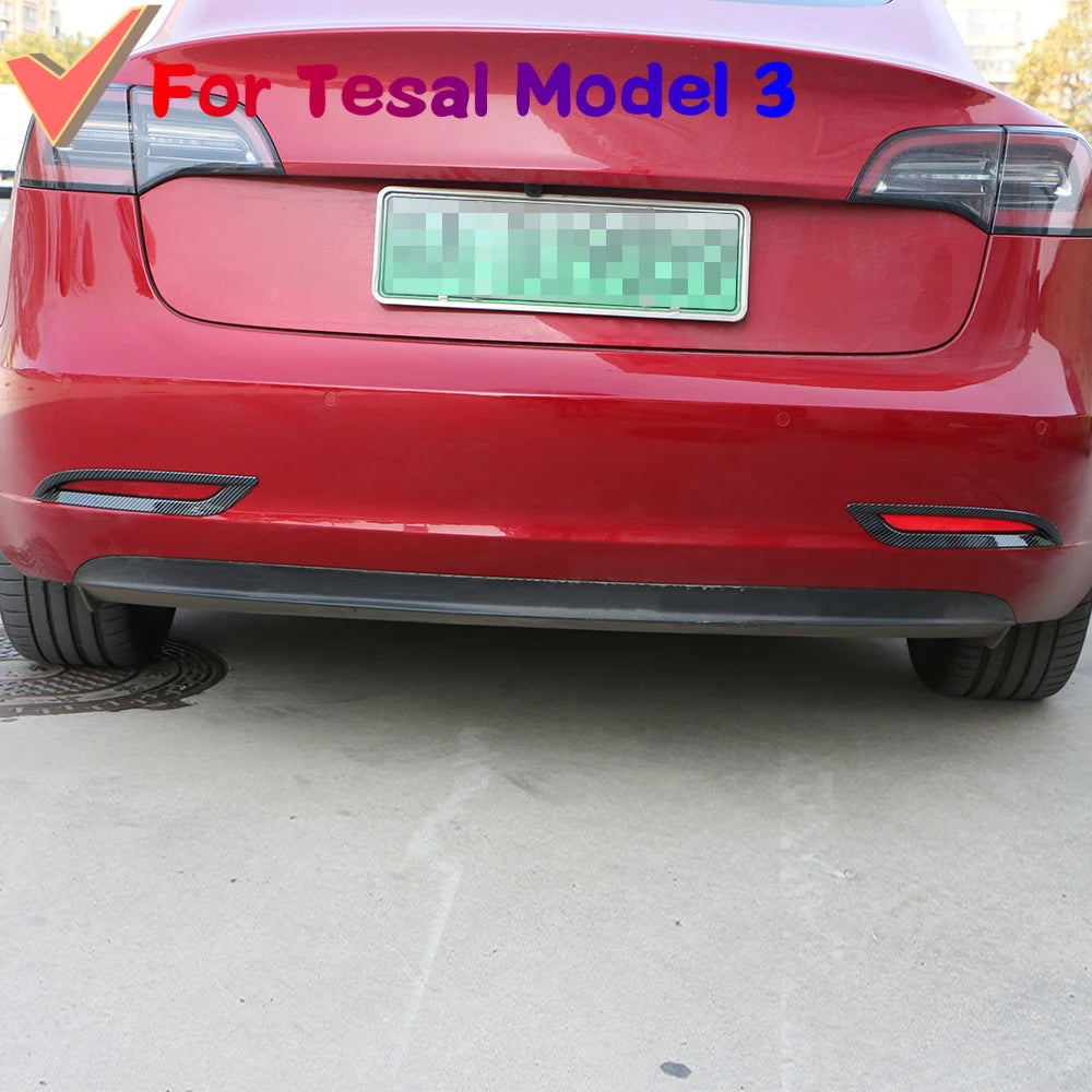 Tesla Model 3 ABS Carbon Fiber Rear Bumper Fog Light Cover Kit
