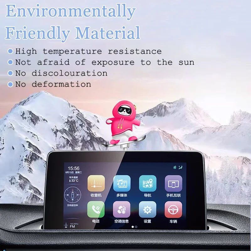 Car Skateboard Bear Decoration - Automatic Sliding Alloy Console Ornament