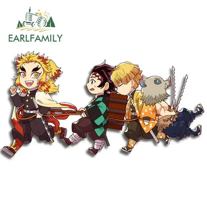 EARLFAMILY Anime Running Chibi Car Stickers - Kamado Nezuko Decal