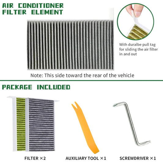 Tesla Model 3 Model Y Cabin Air Filter 2-Pack - Premium Activated Carbon HEPA Replacement Filters