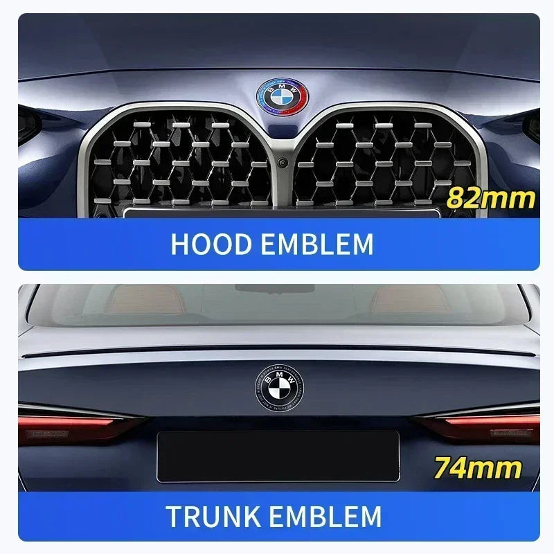 BMW Hood Emblem Badge 74mm/82mm - Front Rear Logo for All BMW Models