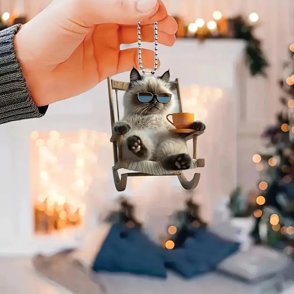 2D Acrylic Car Pendant - Rearview Mirror Hanging Ornament Dog/Cat