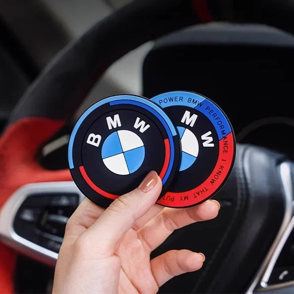 BMW Car Cup Mat 2PCS - Universal Cup Holder Coasters for X1/X2/X3/X4/X5/X6 1/2/3/4/5/6/7 Series
