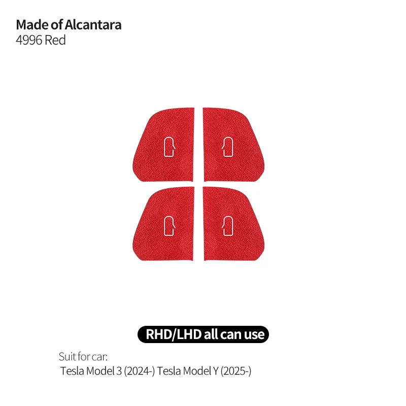 Tesla Model 3 Y Alcantara Door Switch Trim - 2024+ Cover 4996 Red