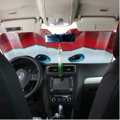 Car Windshield Sunshade with Eyes Design - Solar Protection Sun Visor