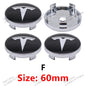 Tesla Wheel Center Hub Cap Emblems 60mm - 4pcs Set Car Logo Sticker for Model 3/Y/S/X