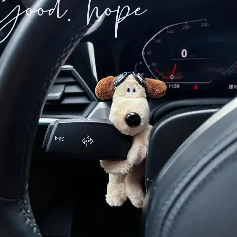 Plush Pilot Dog Car Ornament - Creative Dashboard Decoration