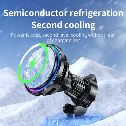 30W Ice Cooling Magnetic Wireless Car Charger - Fast Charging Station for iPhone 15/14/13/12 Pro Max