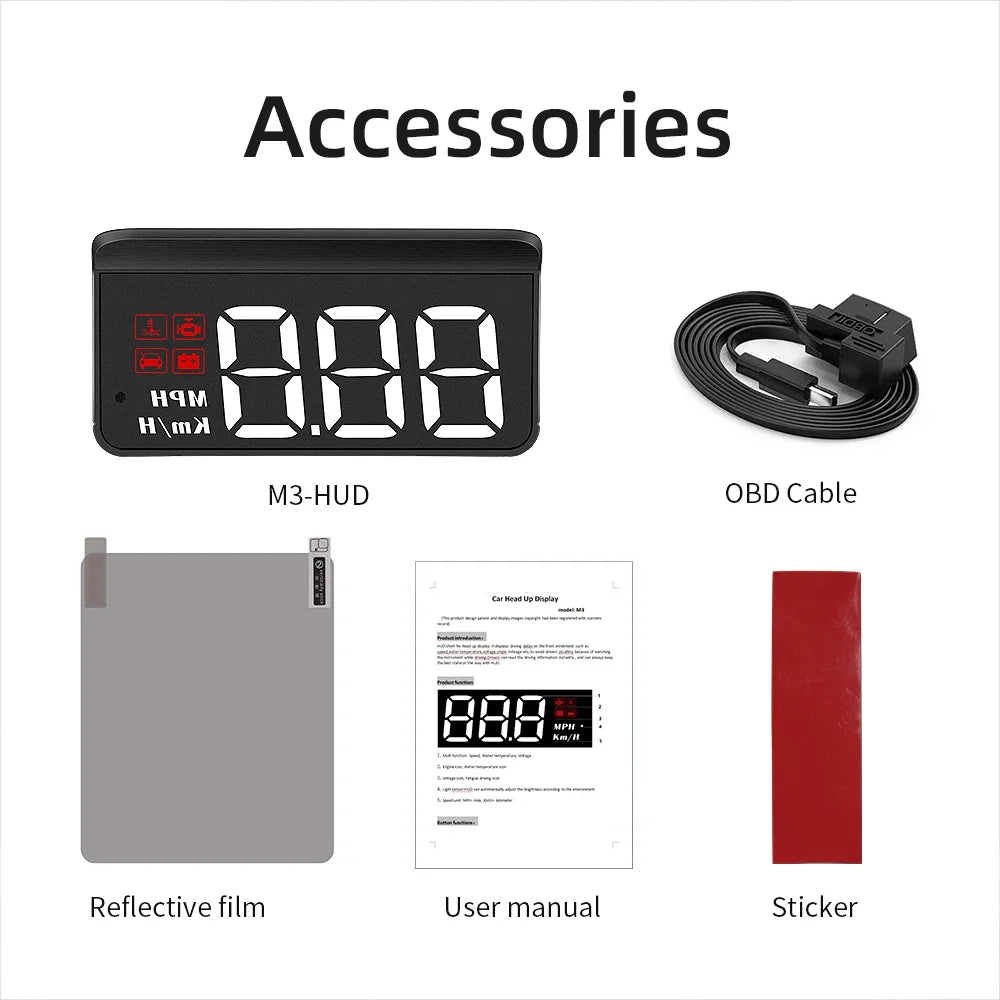 HUD Head Up Display M3 OBD2 GPS Car Speedometer Projector