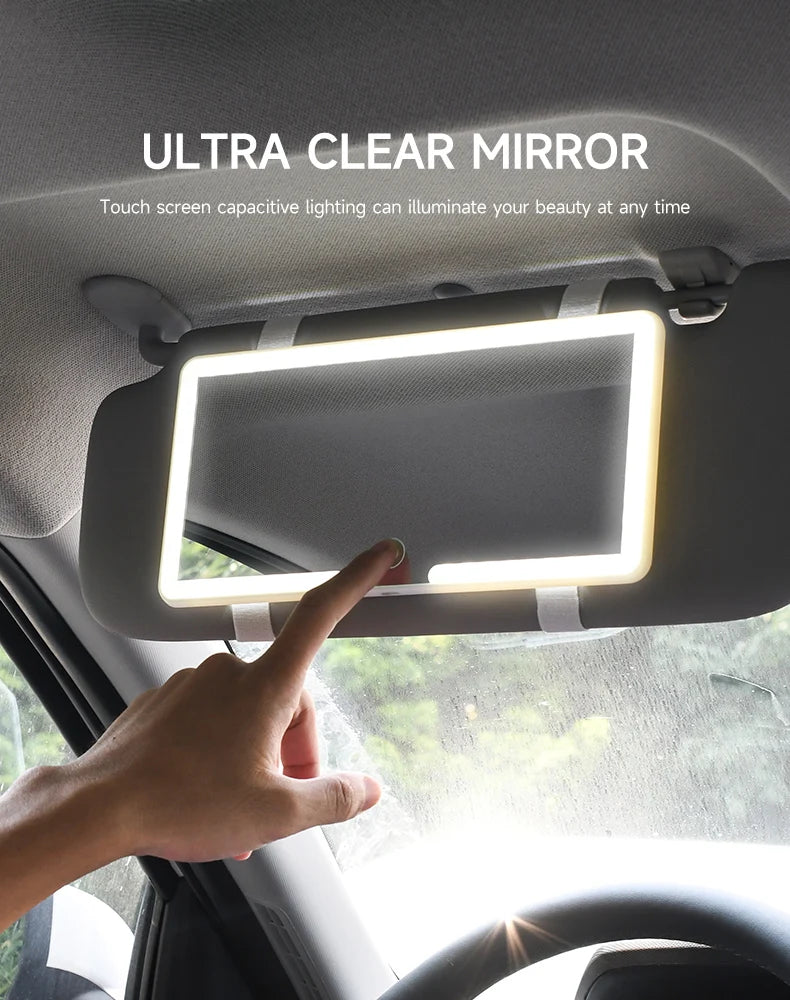 Car LED Makeup Mirror - HD Touchscreen Sun Visor Mirror