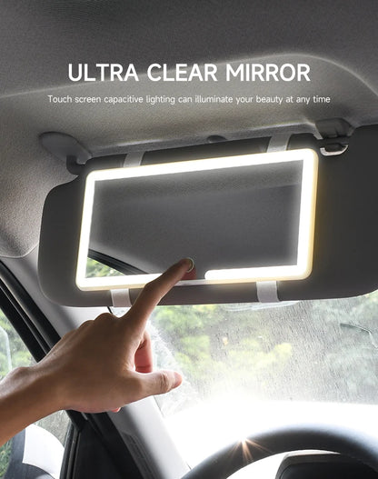 Car LED Makeup Mirror - HD Touchscreen Sun Visor Mirror
