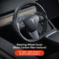 Tesla Model 3/Y Highland Juniper Carbon Fiber Steering Wheel Cover - Premium Leather