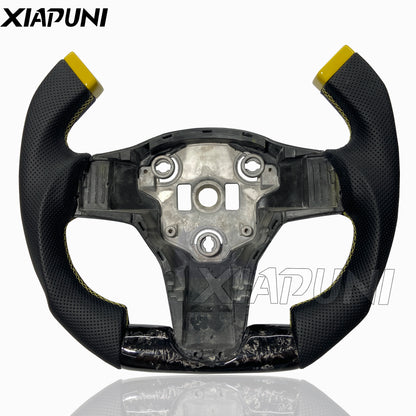 Tesla Model 3 Y LED Steering Wheel - Carbon Fiber Custom Racing Wheel