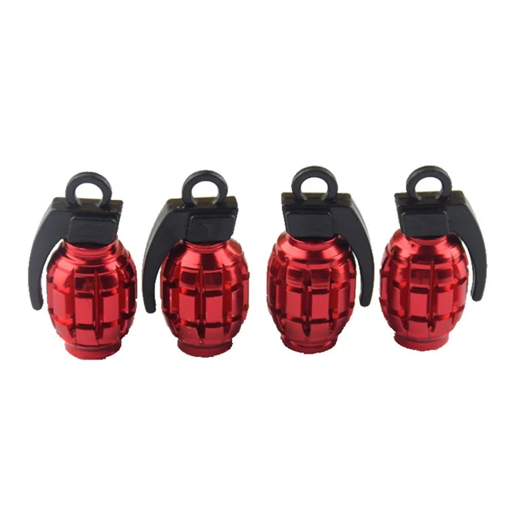 Aluminum Grenade Tire Valve Caps - 4PCS Car Tyre Valve Stems Cover Air Dust Caps