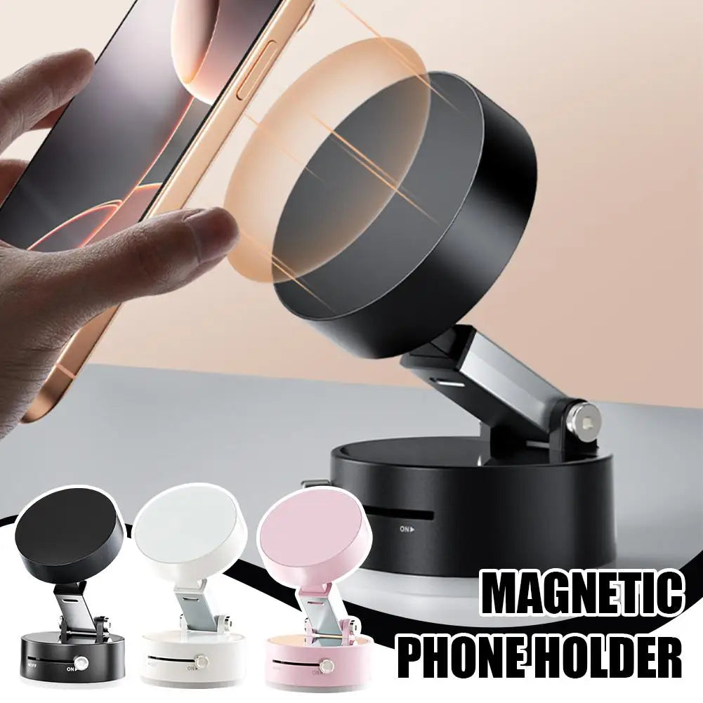 Premium Magnetic Car Phone Holder - Double-Sided Suction Cup Mount with 360° Rotation & Foldable Design