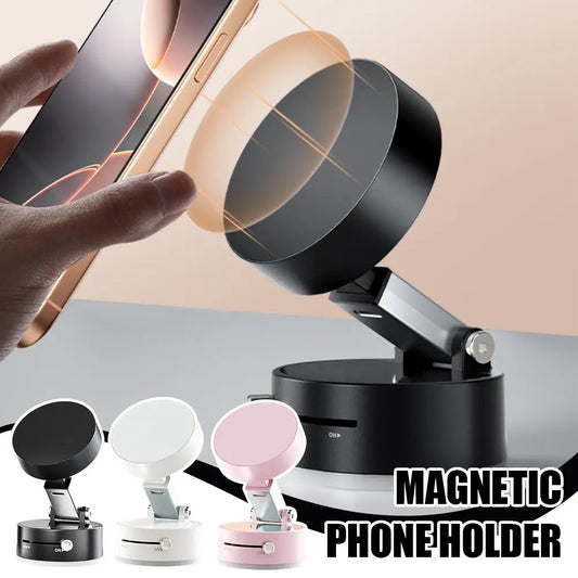 Premium Magnetic Car Phone Holder - Double-Sided Suction Cup Mount with 360° Rotation & Foldable Design