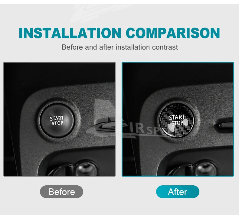 Carbon Fiber Engine Start Stop Button Cover for Renault Models