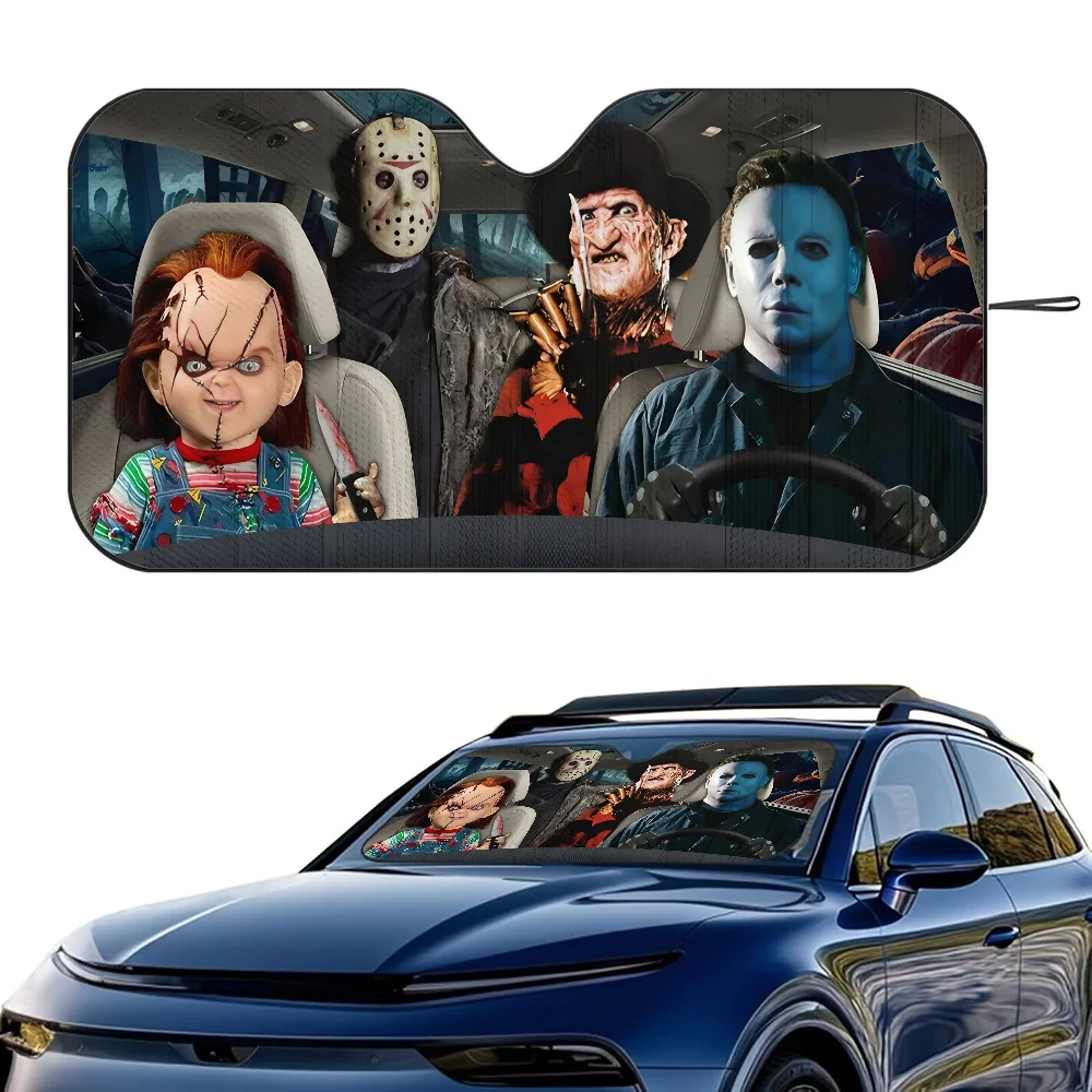 Horror Characters Car Sunshade - Foldable Windshield UV Protection