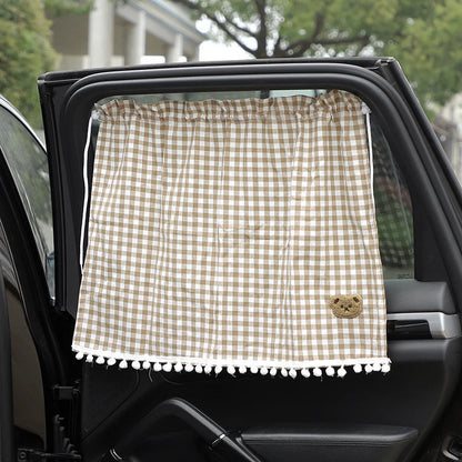 Car Sun Shade Curtains - Cute Cartoon Bear Window Sunshade