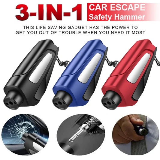 Premium Car Emergency Keychain Hammer - Alloy Glass Breaker & Seatbelt Cutter Multi-Function Rescue Tool