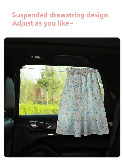Car Window Sunshade Curtain - Cartoon Suction Cup UV Protection Kids