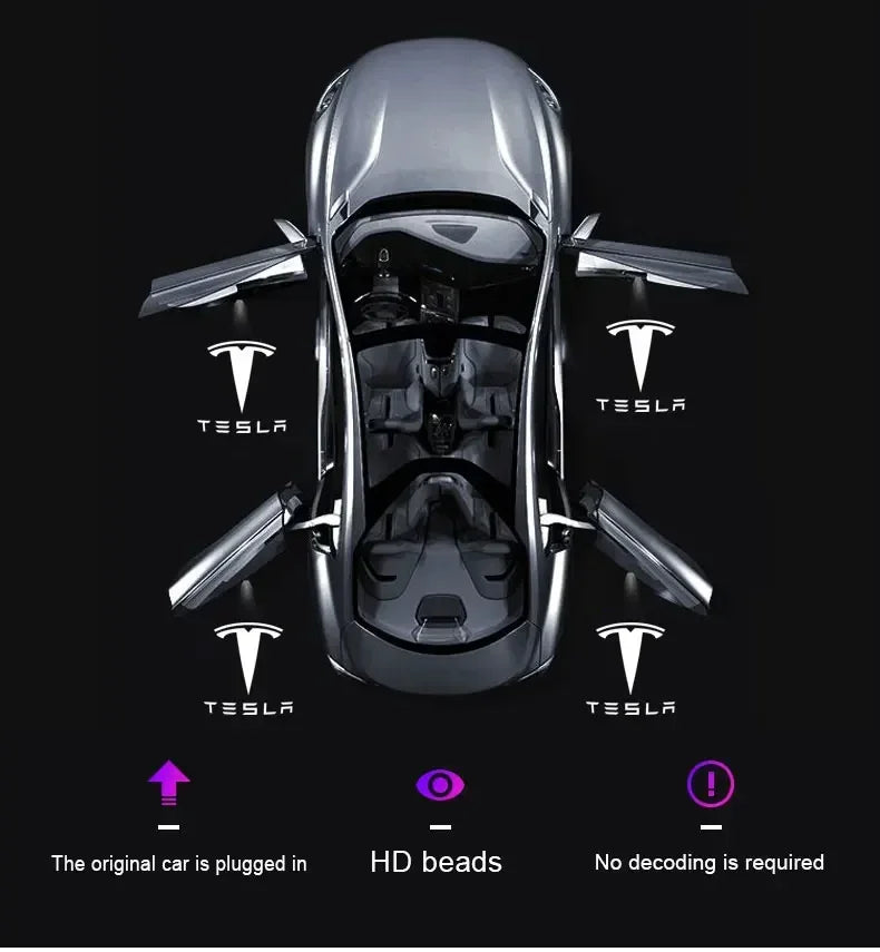 Tesla LED Door Welcome Light - Logo Projector Lamp 2pcs