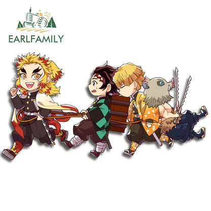 EARLFAMILY Anime Running Chibi Car Stickers - Kamado Nezuko Decal