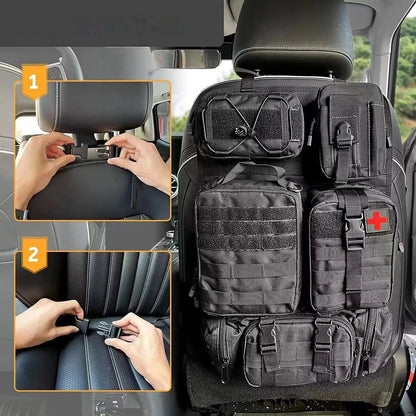 Car Rear Seat Back Storage Bag - Tactical MOLLE Trunk Organizer Multi Hanging Strap