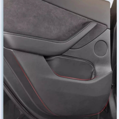 Car Door Anti-Kick Pad For Tesla Model Y Juniper 2025 Leather Sticker Trim Kit Side Door Protector Cover Car Interior Decoration