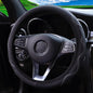 Leather Steering Wheel Cover - Embossed Massage Grip 14.5-15 Inches