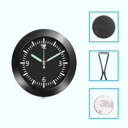 Luminous Car Clock - Stick-On Quartz Watch for Dashboard/Boat/Bike