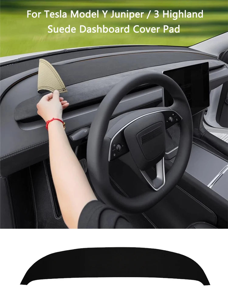 Tesla Model Y Juniper & Model 3 Highland Suede Dashboard Cover - Anti-UV Protection