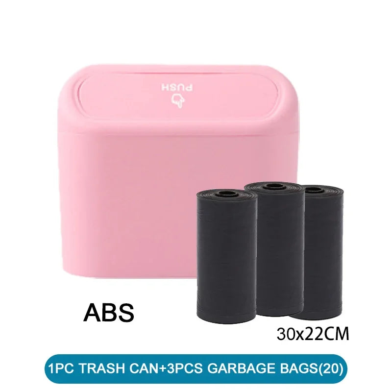 Car Trash Can with Lid - Leak-Proof Mini Waste Container with 300 Bags