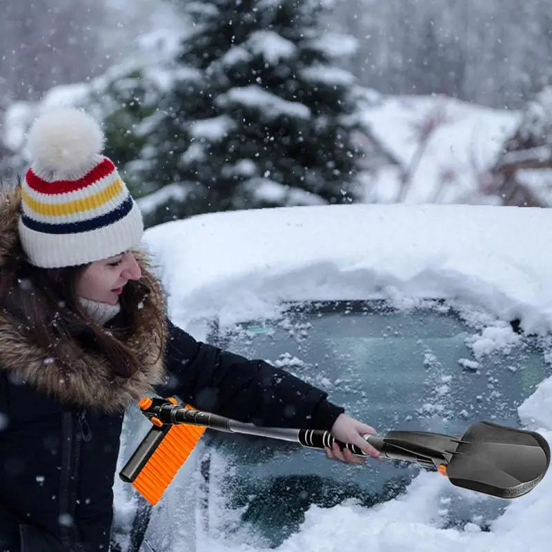 4-in-1 Car Snow Ice Scraper - Extensible Rotatable Multi-Function Tool