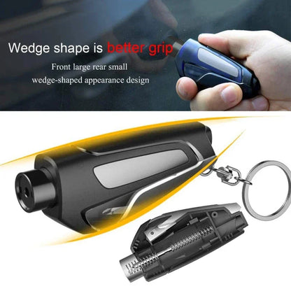 Premium Car Emergency Keychain Hammer - Alloy Glass Breaker & Seatbelt Cutter Multi-Function Rescue Tool