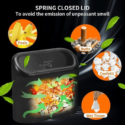 Car Trash Can with Lid - Leak-Proof Mini Waste Container with 300 Bags