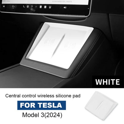Tesla Model 3 Highland Wireless Charging Pad - Silicone Mat White