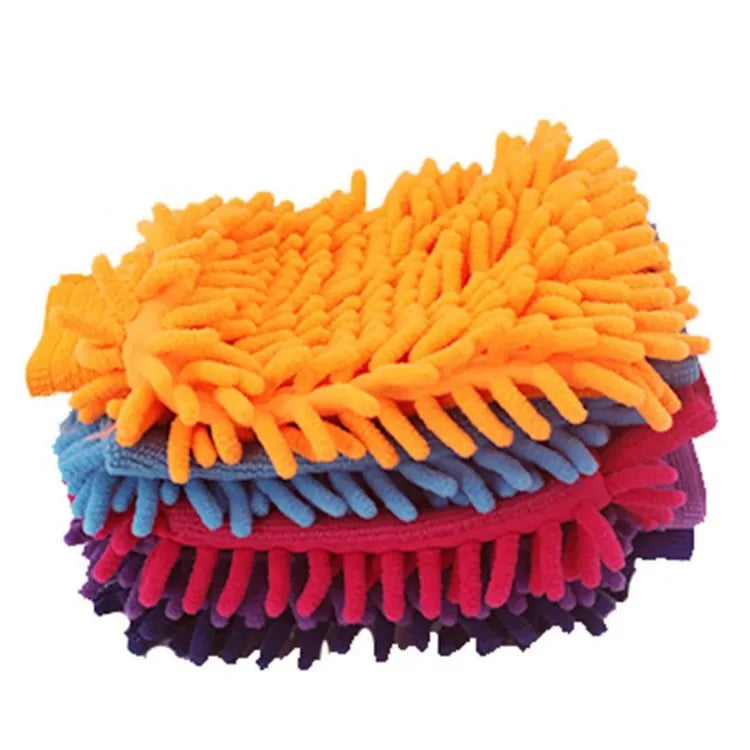 Premium Chenille Car Wash Gloves - Ultra-Soft Coral Fleece Microfiber Mitt for Scratch-Free Auto Detailing