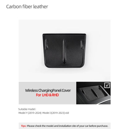 Tesla Model Y Model 3 Carbon Console - Wireless Charging Pad Carbon Fiber Leather Leather
