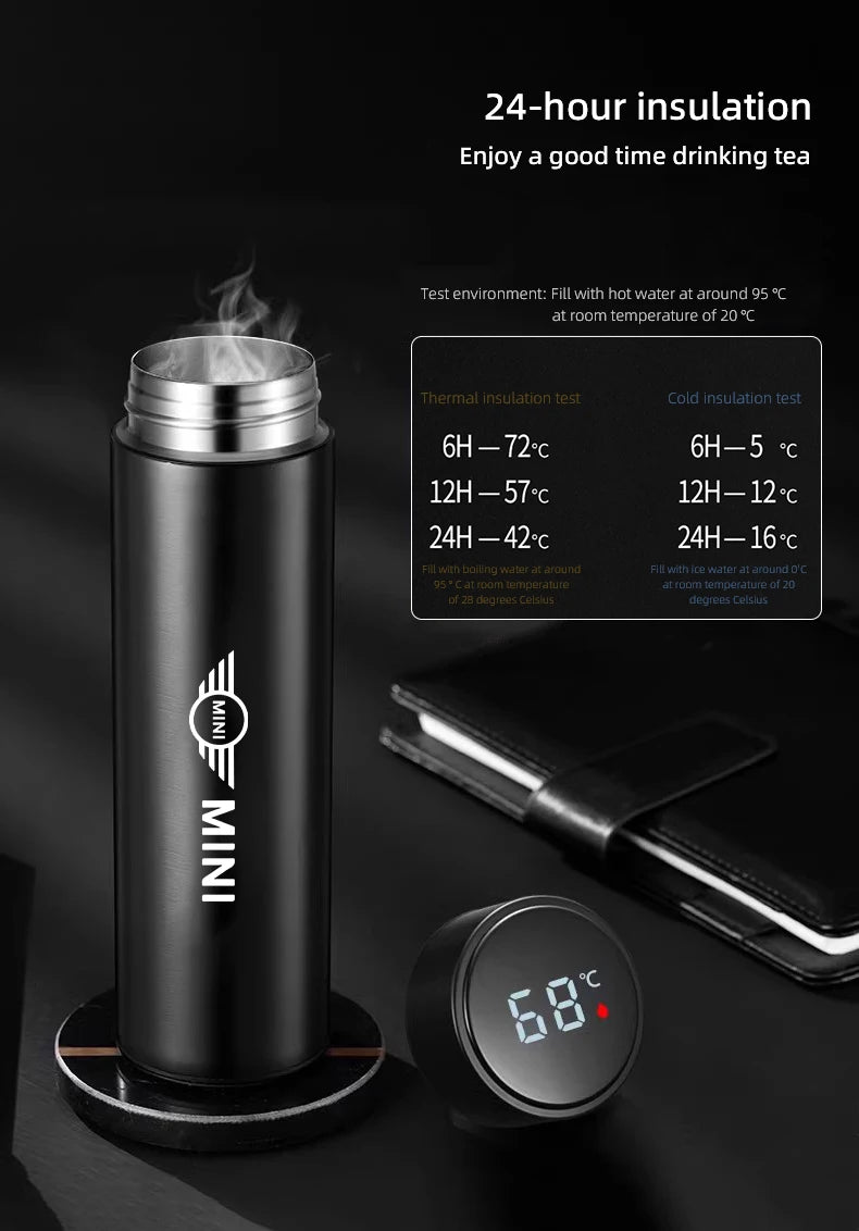 500ml Smart Thermos Bottle Mini Cooper Logo - JCW Works