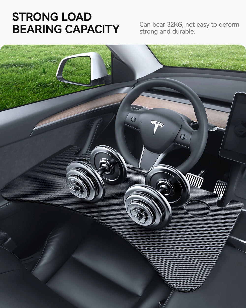 Tesla Steering Wheel Laptop Tray - Portable Office Desk for Model S/3/X/Y Highland Juniper