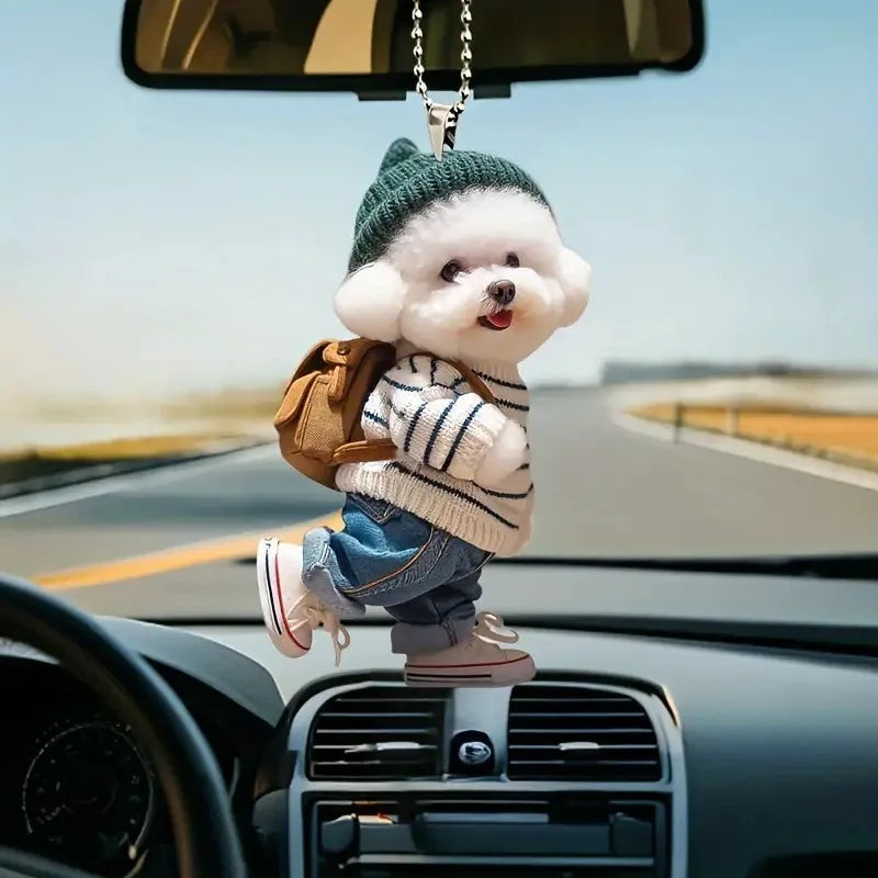 Creative Puppy Car Hanging Ornament - Rearview Mirror Pendant