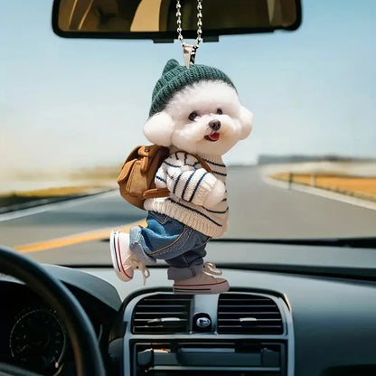 Creative Puppy Car Hanging Ornament - Rearview Mirror Pendant