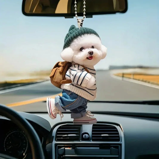 Creative Puppy Car Hanging Ornament - Rearview Mirror Pendant